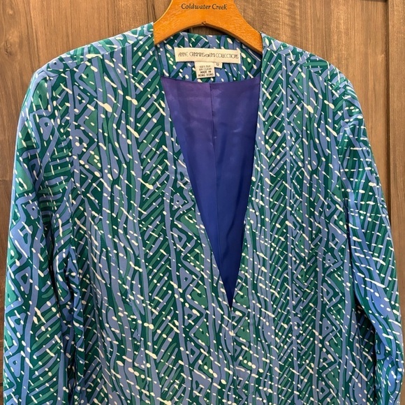 Anne Crimmins Umi Collection Silk Jacket Blazer Long Open Front size 12 Artsy - Picture 5 of 11